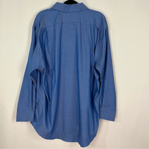 2/$30 Nordstrom Men’s Shop Non-Iron Blue Button Up sz 17.5 34 - Picture 3 of 7